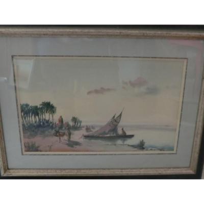 Watercolor Orientalist Signed Dole Montes