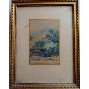 Watercolor Landscape Signed And Dated 1905