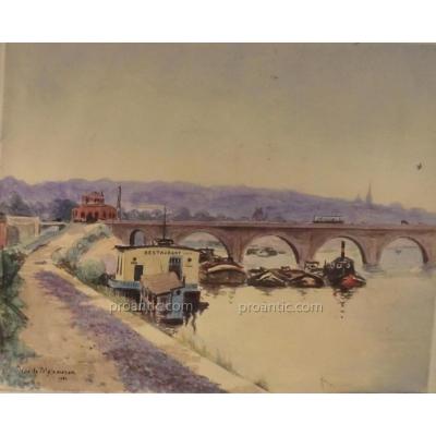 Watercolor Signed Jean De Meixmoron In 1931