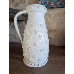 Large Emile Tessier Malicorne Pitcher Mid 20th Century