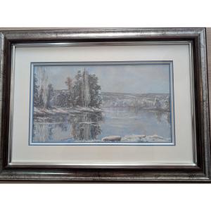 Eugene Senamaux Winter Landscape In Limousin