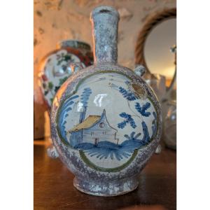 18th Century Nevers Earthenware Flask