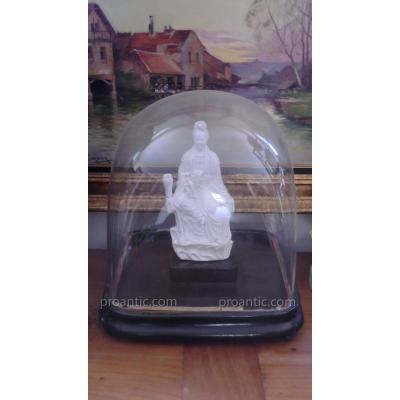 Guanyin Porcelain Circa 1950 Under Globe