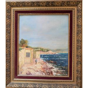 View Of The French Riviera, Signed Martin