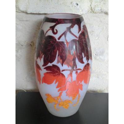 Vase Pate Of Glass Degaged Disengaged With Acid