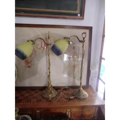 Large Pair Of Bronze Art Deco Lamps