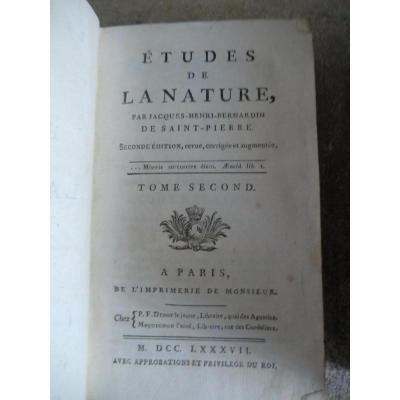 Studies Of The Nature Jacques Henri Bernardin Of Saint Pierre 1787 In 3 Flight