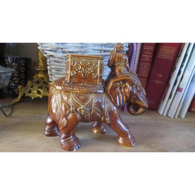 Elephant Tobacco Pot With Cornac Austria 19th