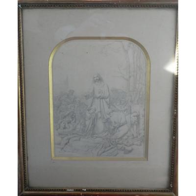 Drawing Scene Of Christ Signed Boischevalier