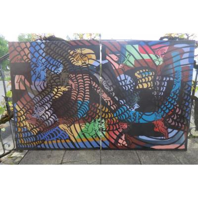 Dyptique Acrilic Painting Signed Laurent La Gamba