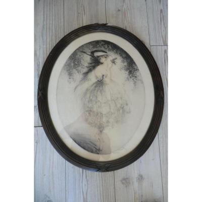 Louis Icart Engraving Woman Denudee A l'Oiseau