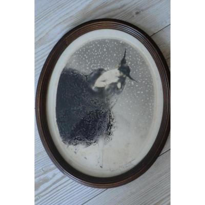 Louis Icart Elegant Engraving In Hat