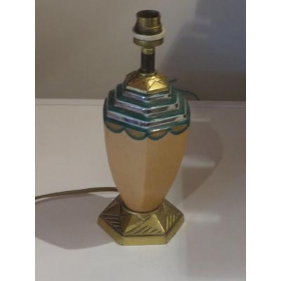 Art Deco Porcelain And Gilt Bronze Lamp