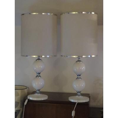 Very Large Pair Of Lamps From Philippe Barbier