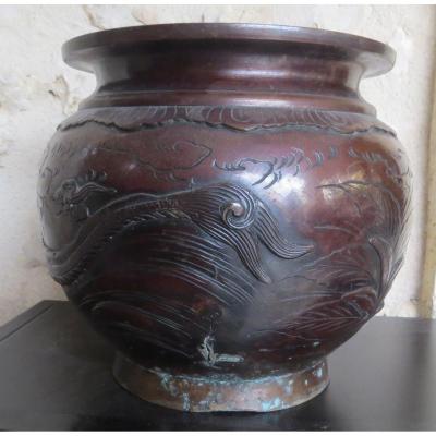 Vietnam Indochina Bronze Vase With Stamp