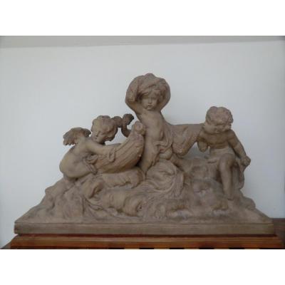 Terracotta Cherubs Signed Cholin
