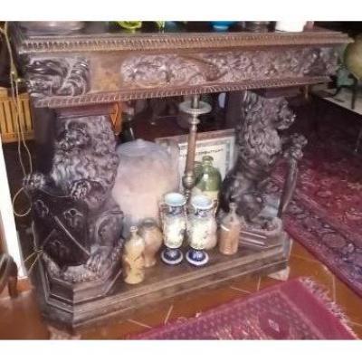 Haute Epoque Style Console With Heraldic Lions