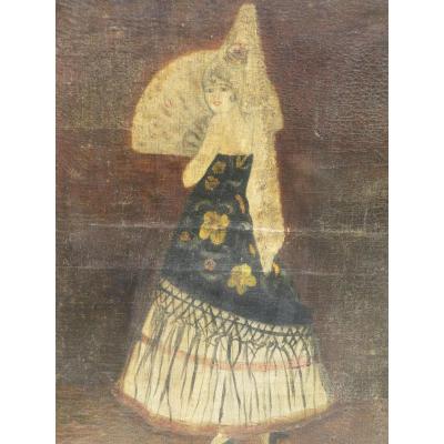 José De Zamora (1889/1971) The Beautiful Andalusian With A Fan