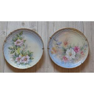 Pair Of Limoges Floral Decor Plates