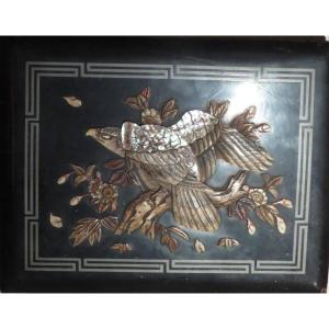 Japan Debut XX E Century Album Of Postcards In Lacquered Wood Inlaid With Ivory