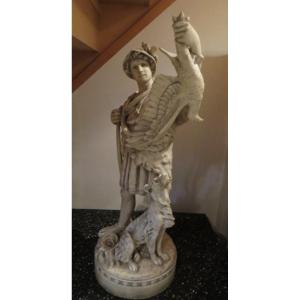 Very Large Statue Royal Dux Bohemia The Hunter And His Dog