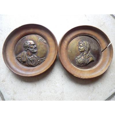 Pair Of Medals Madonna And 17th St Pierre
