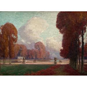 Painting Léon Charles Bauche, Saint Cloud Park
