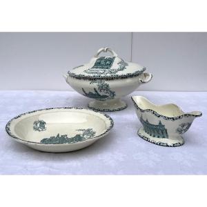 3 Piece Service In Iron Earth On The Monuments Of Paris, Faïencerie De Clairefontaine