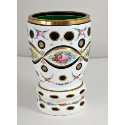 Crystal Vase, Opaline Overlay