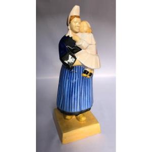 Bigoudène And Her Child In The Arms Of Emile Just Bachelet, Henriot Factory, Brittany