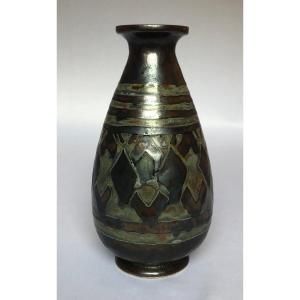 Small Vase With Narrow Neck And Diamond Decoration - Odetta - Brittany 