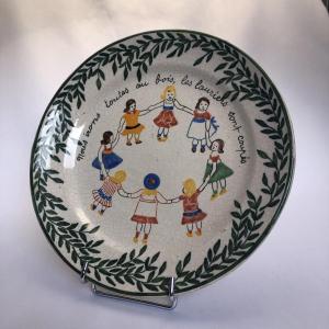 Plate From The Soldier's Circle 1917 With A Decoration Of A Children's Round, J. Montginoux - Brittany