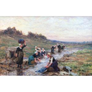 Woman At The Washhouse Near Concarneau - Théophile Deyrolle - Brittany