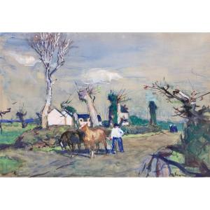 Between Heaven And Earth, A Winter's Day In Brittany By Lucien Simon