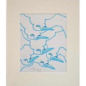 Charles Lapicque. Les Mouettes. Drawing 1959