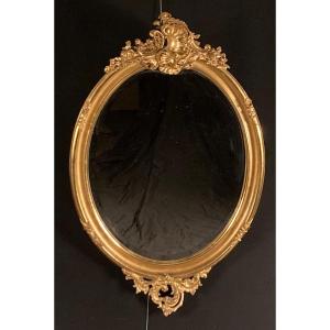 Golden Wood Oval Mirror
