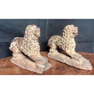 Pair Of Terracotta Lions
