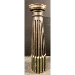 Column In Green And Black Painted Wood Late Eighteenth Century