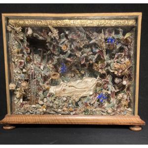Early 19th Century Diorama, Christ At The Tomb In Wax
