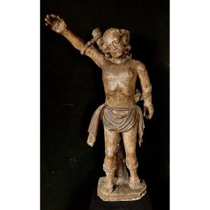 Saint Sebastian, 18th Century Wooden Sculpture