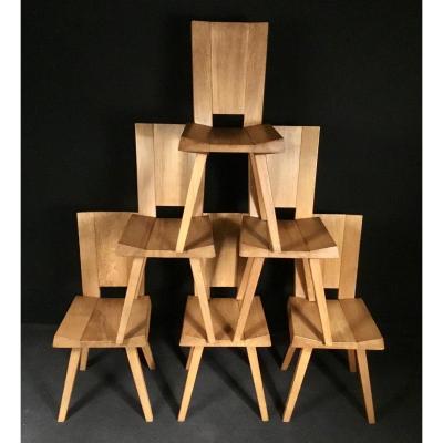Six Chairs In Solid Elm 1960