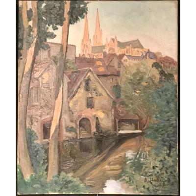 Painting By Albert Horel View Of Chartres