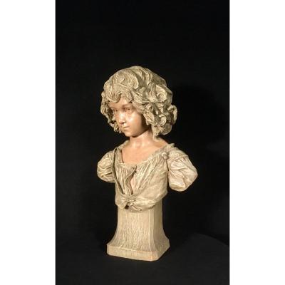 Large Bust Of Girl Friedrich Goldscheider