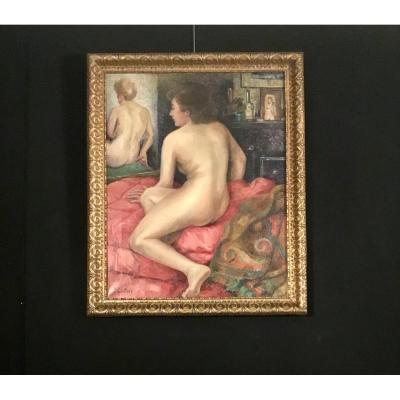 Oil On Canvas, Nude, Signed By J. Sewing