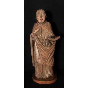 Saint Character In Carved Wood XVIIth Century