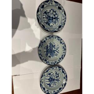 Three Plates China Compagnie Des Indes 18 Ieme White Blue Furniture Decor