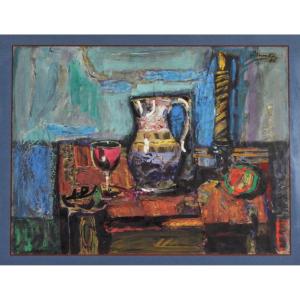 Georges Simonka Mixed Media, Oil And Collage On Canvas