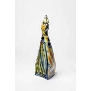 Accolay Pottery: Large Anthropomorphic Ceramic Sculpture Depicting A Female Figure