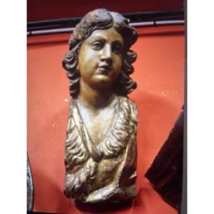 Late 17th Century Wooden Sculpture Of An Angel (a Baroque Church Element)