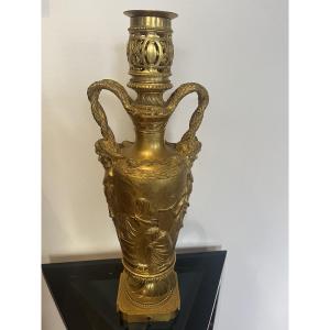 Mercury-gilt Bronze Vase, Empire Style, Neoclassical, Mid-20th Century 